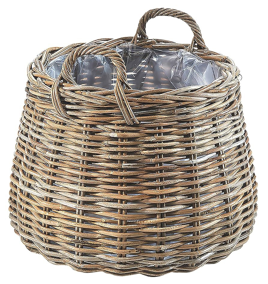 Kobolo Plant Basket Round XXL Rattan with Foil Lined Grey for Indoor and Outdoor Use | Amazon (DE)