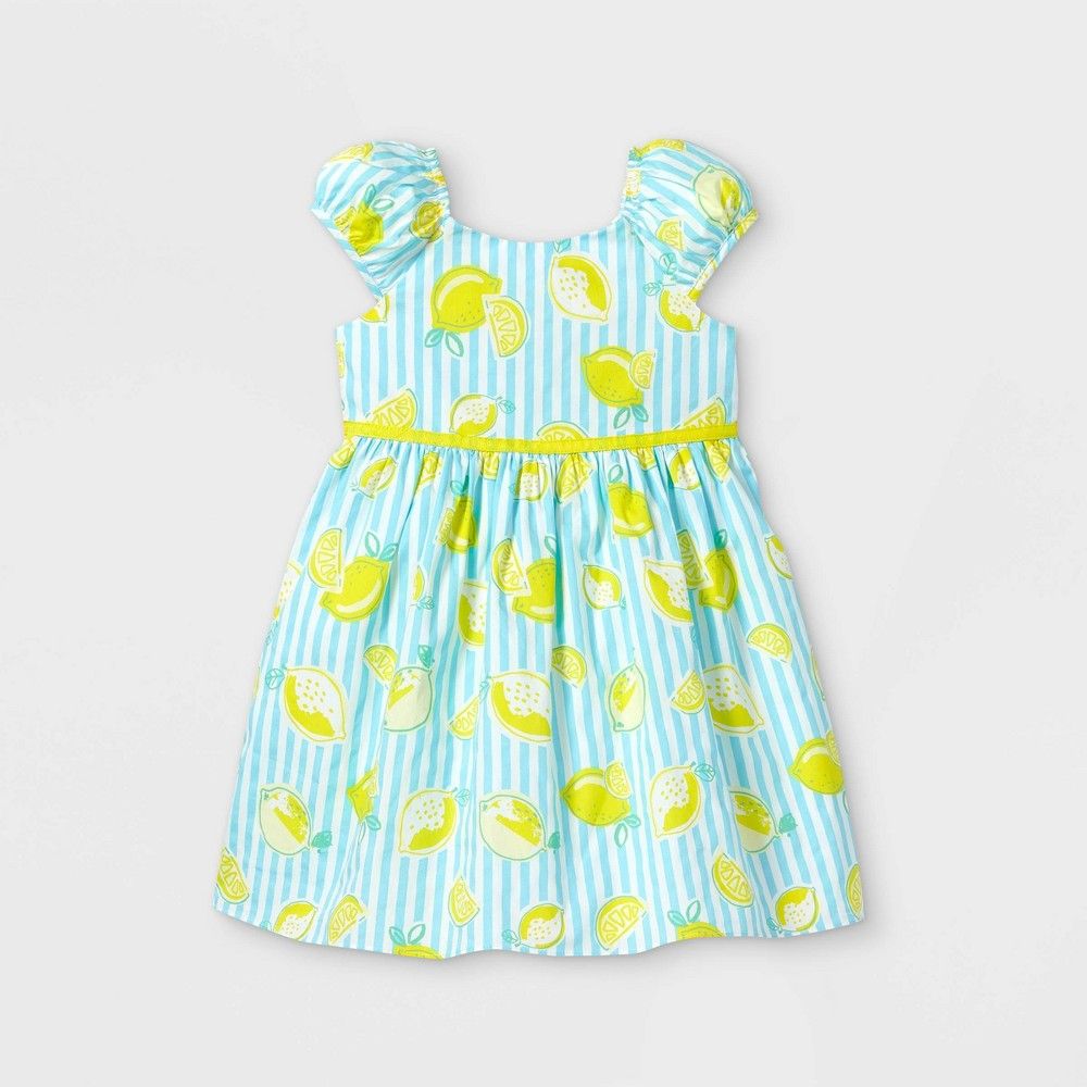 Mia & Mimi Toddler Girls' Lemon Print Short Sleeve Dress - Yellow 3T | Target