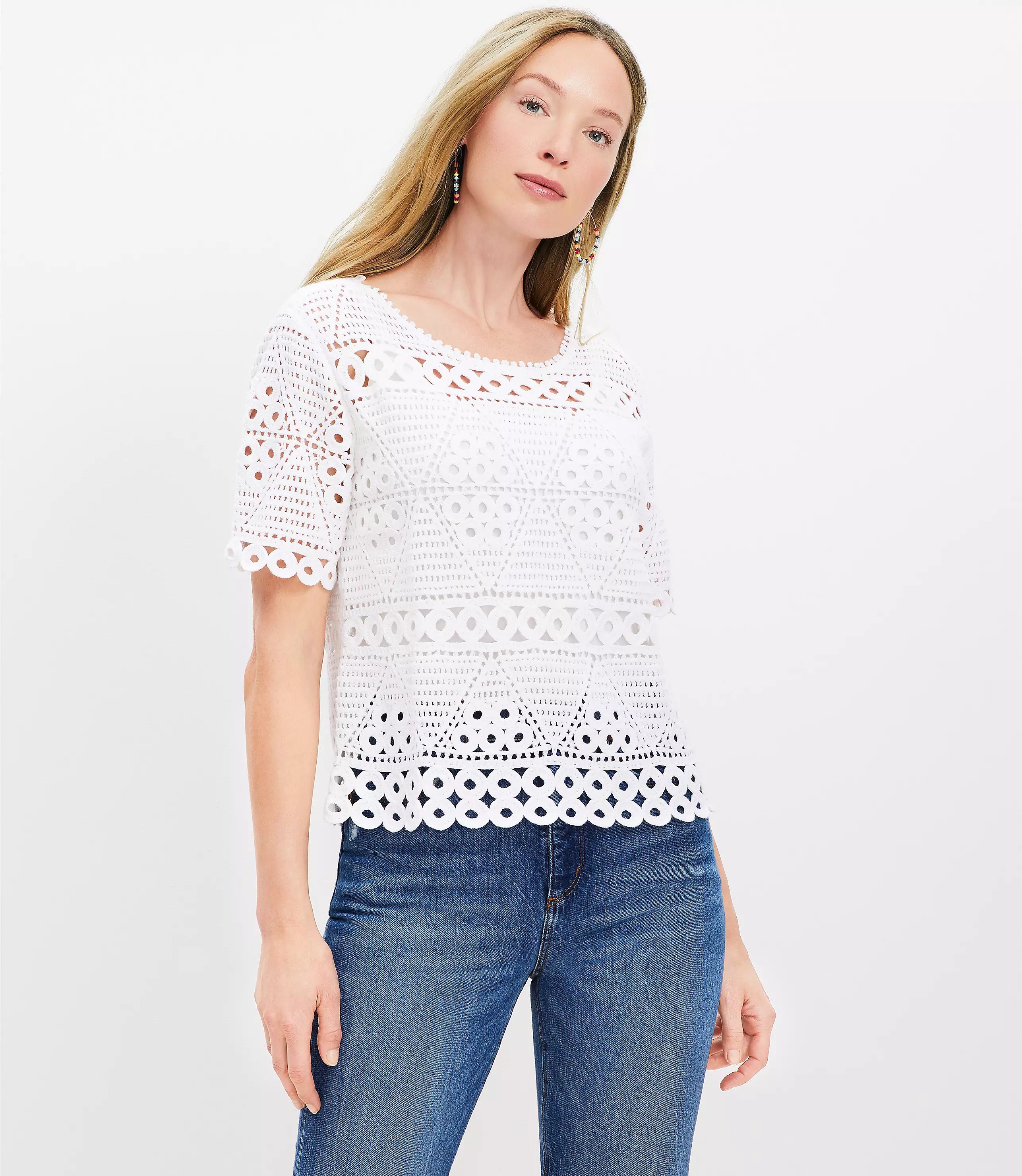 Crochet Sweater Tee | LOFT