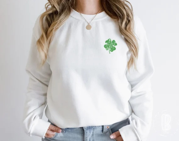 Four Leaf Clover Tee, Shamrock Sweater, St Patrick's Day Shirt, Irish Shirt, St Paddys Longsleeve... | Etsy (US)