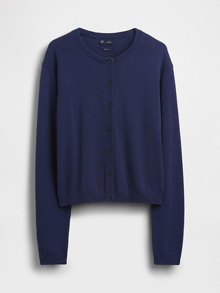 100% Cotton Relaxed Crop Cardigan Sweater | Gap (US)