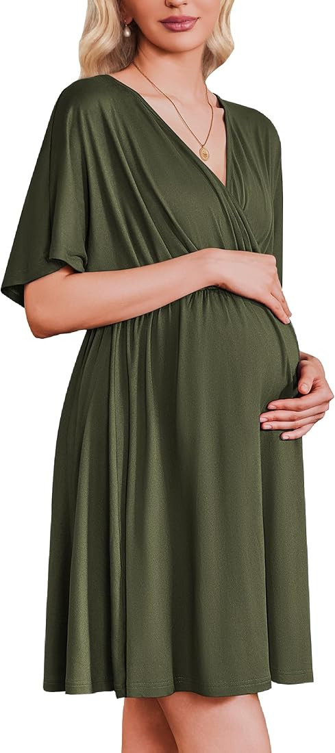 Ekouaer Labor and Delivery Gown for Hospital Maternity Nursing Dress Nightgown Short Sleeve Pajam... | Amazon (US)