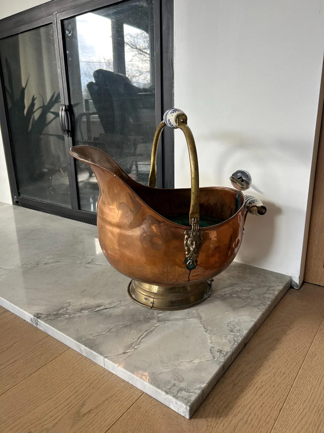 antique copper coal scuttle bucket with Lions head and Porcelain handles from Holland. | Etsy (US)