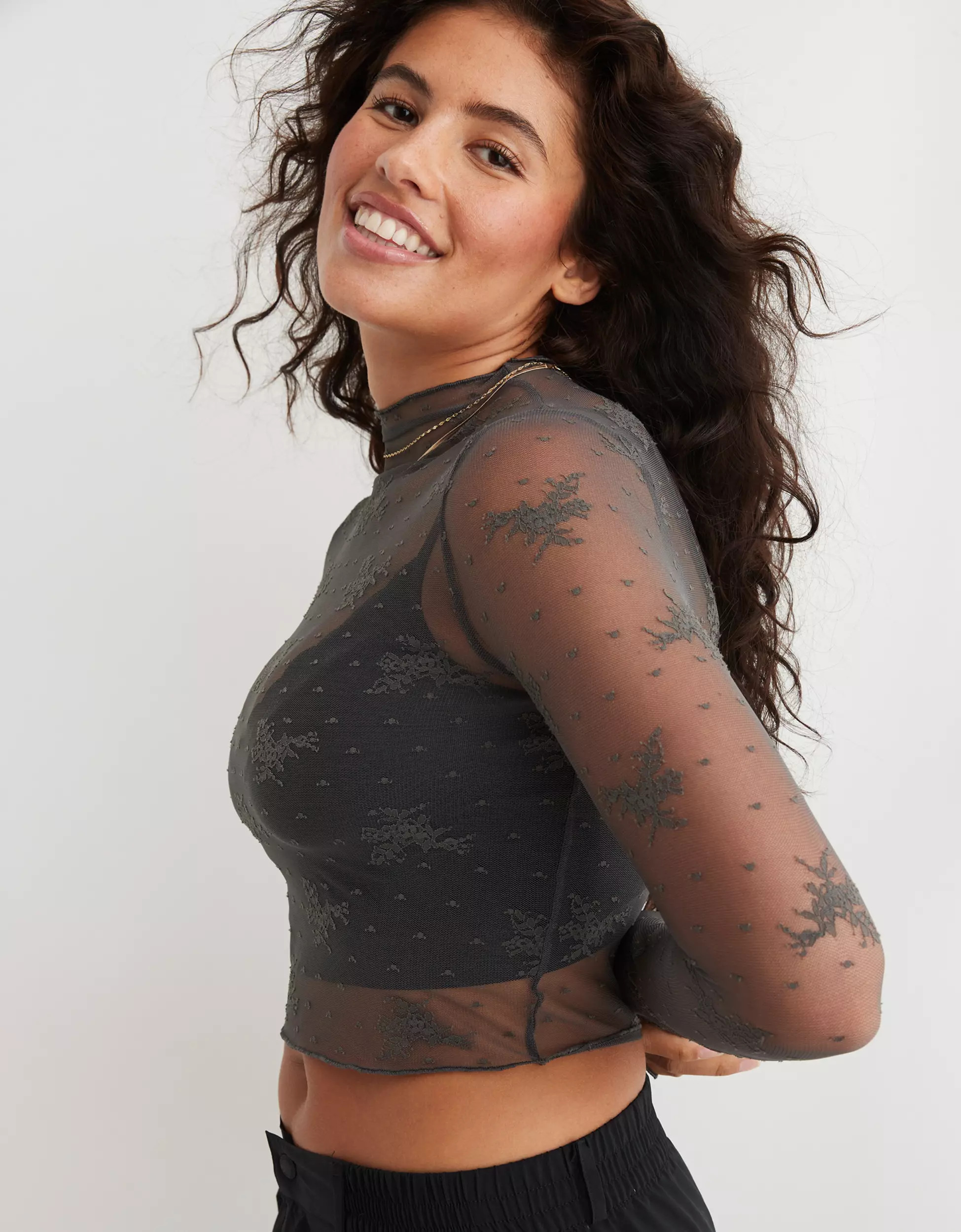Aerie Level Up Lace Layering T-Shirt | Aerie