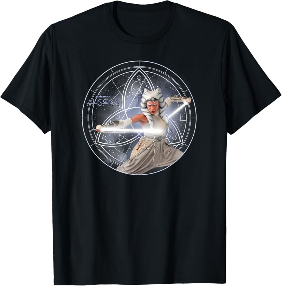 Star Wars Ahsoka Part 5 White Costume Lightsabers & Star Map T-Shirt | Amazon (US)