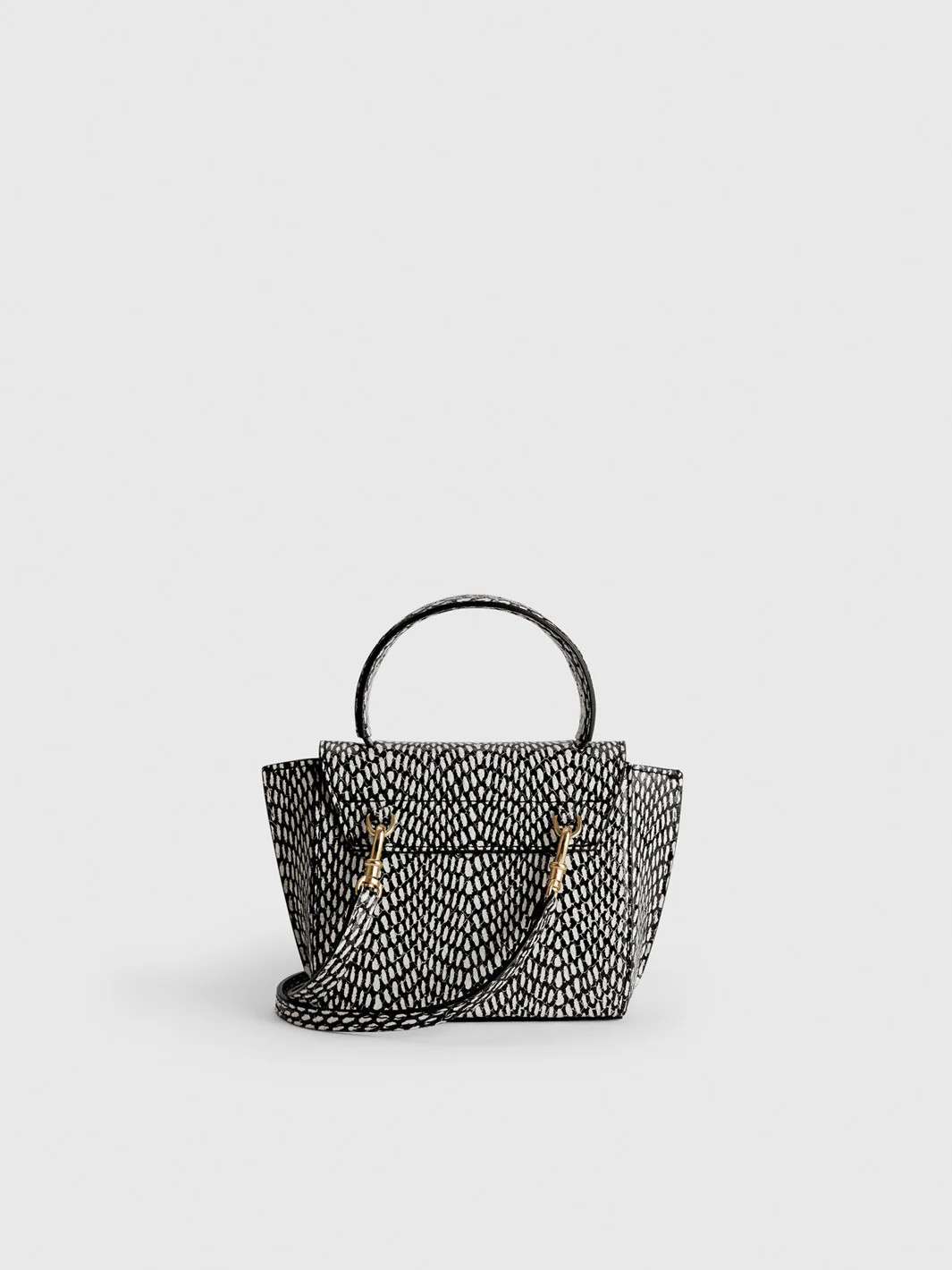 Montalcino Black/Linen Printed Graphic Snake Nappa Mini handbag | ATP Atelier