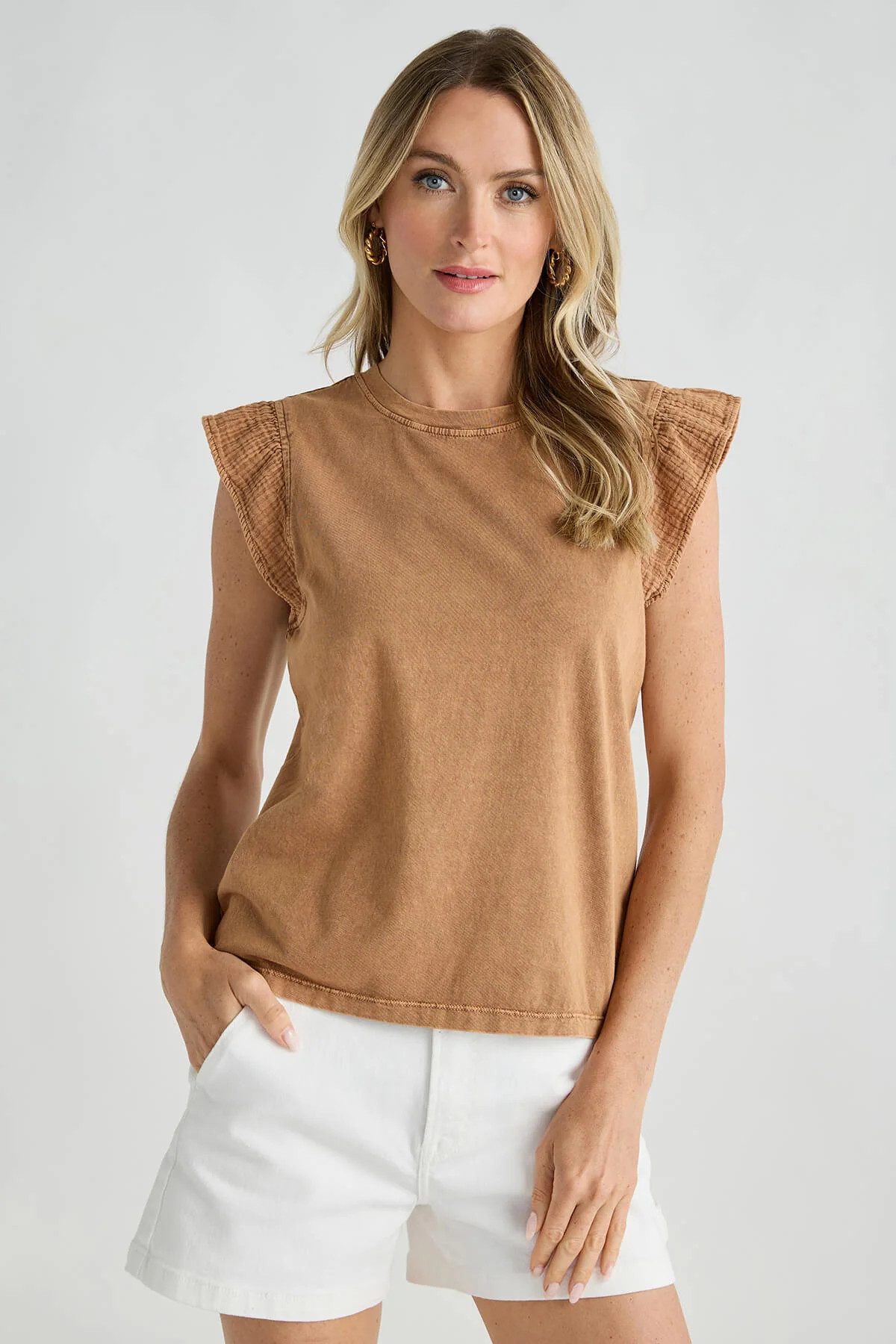 RD Style Bubble Gauze Ruffle Top | Social Threads