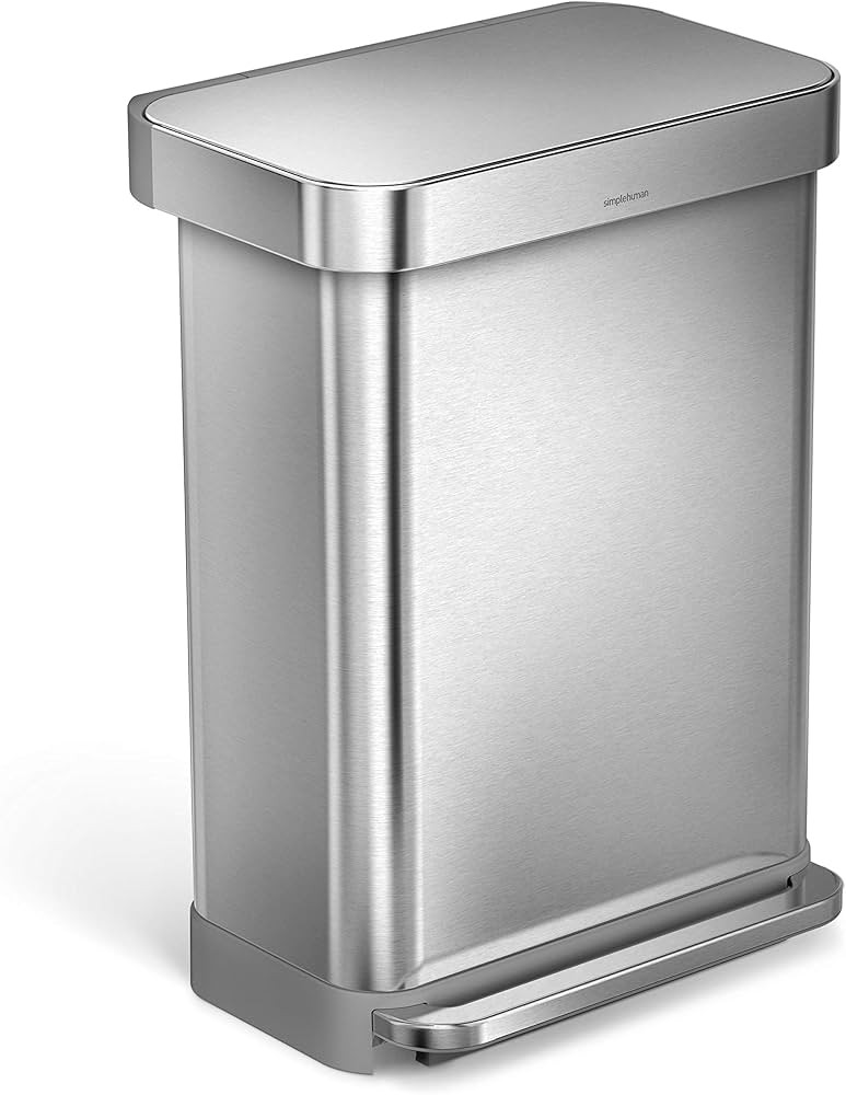 simplehuman 55 Liter / 14.5 Gallon Rectangular Hands-Free Kitchen Step Trash Can with Soft-Close ... | Amazon (US)