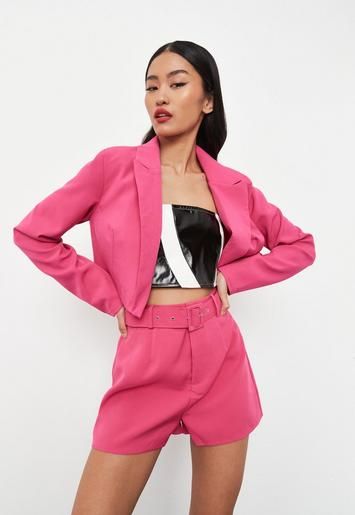 Missguided - Pink Cropped Tailored Blazer | Missguided (US & CA)