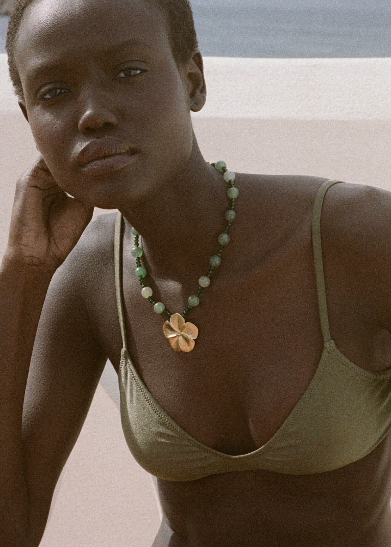 Ball necklace with stone flower detail - Women | MANGO USA | Mango (US/MX/AU)