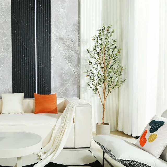 6 ft Artificial Olive Plants with Realistic Leaves and Natural Trunk, Silk Fake Potted Tree with ... | Walmart (US)