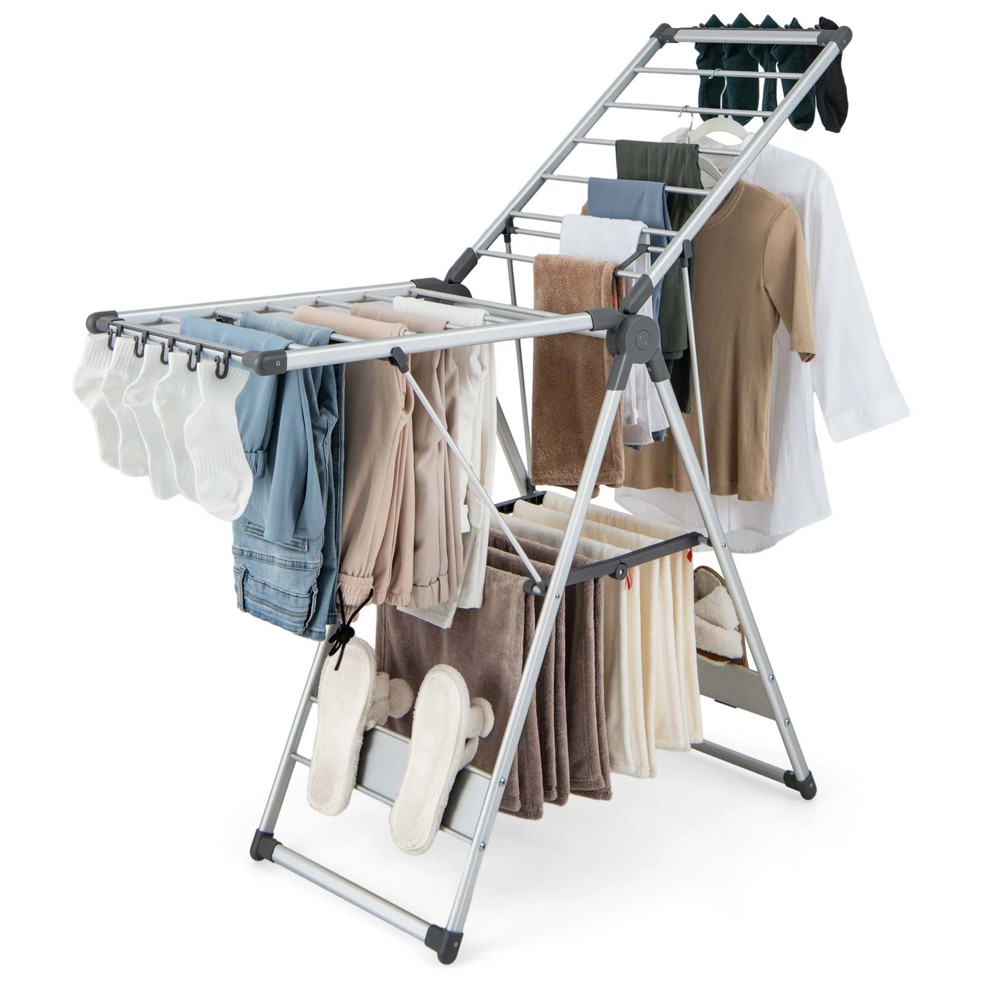 Rebrilliant 2-layer Space-saving Aluminum Drying Rack Collapsible Clothes Drying Rack | Wayfair | Wayfair North America