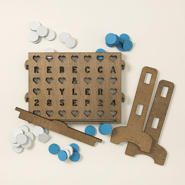Personalized Hearts Four-Across Game | UncommonGoods
