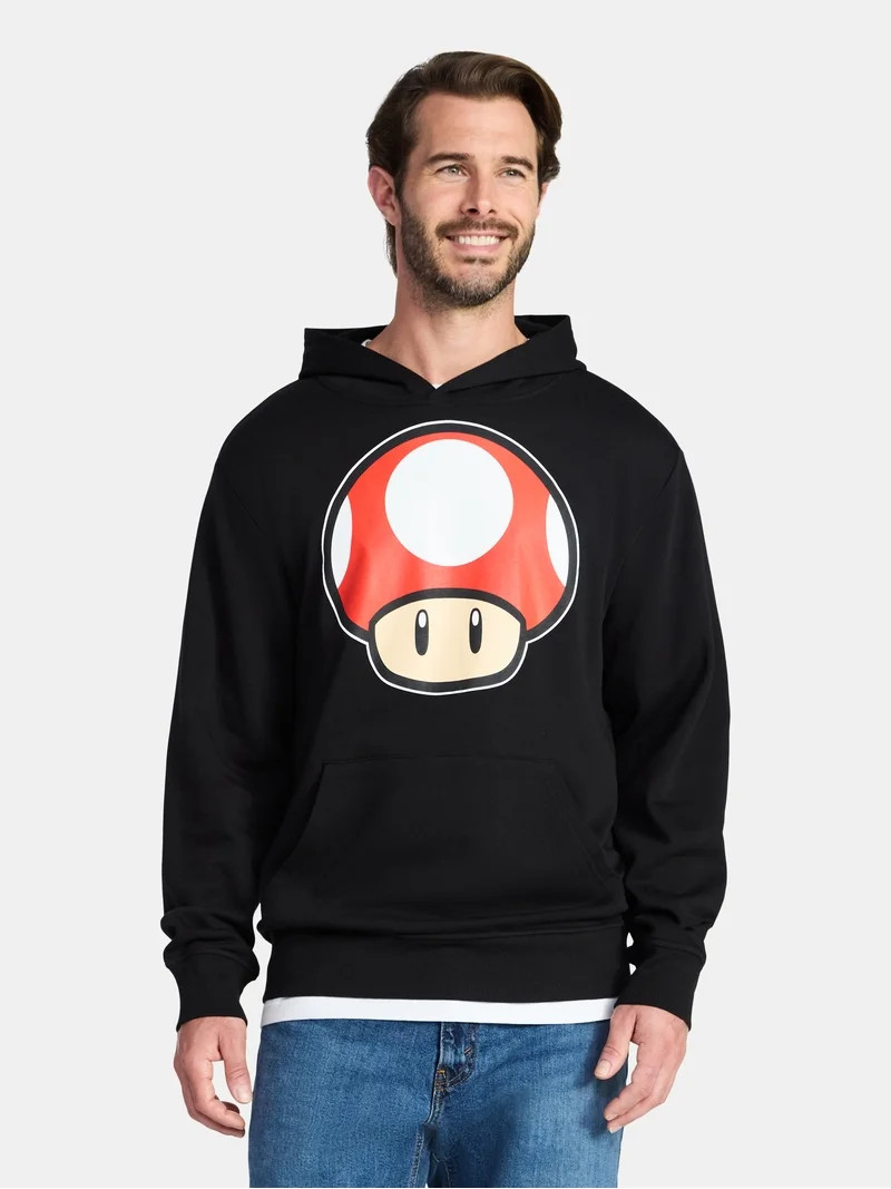 Super Mario Men's and Big Men's Toad Graphic Hoodie, Sizes XS-3XL | Walmart (US)