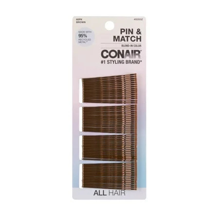 Conair Pin & Match Bobby Pins Brown Rubber Tipped 60 Count | Walmart (US)