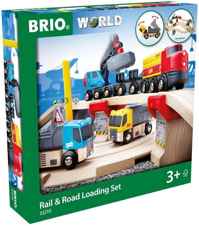 BRIO World 33210 - Rail & Road Loading Set - 32 Piece Wooden Train Set | Ideal for Kids Aged 3+ |... | Amazon (US)