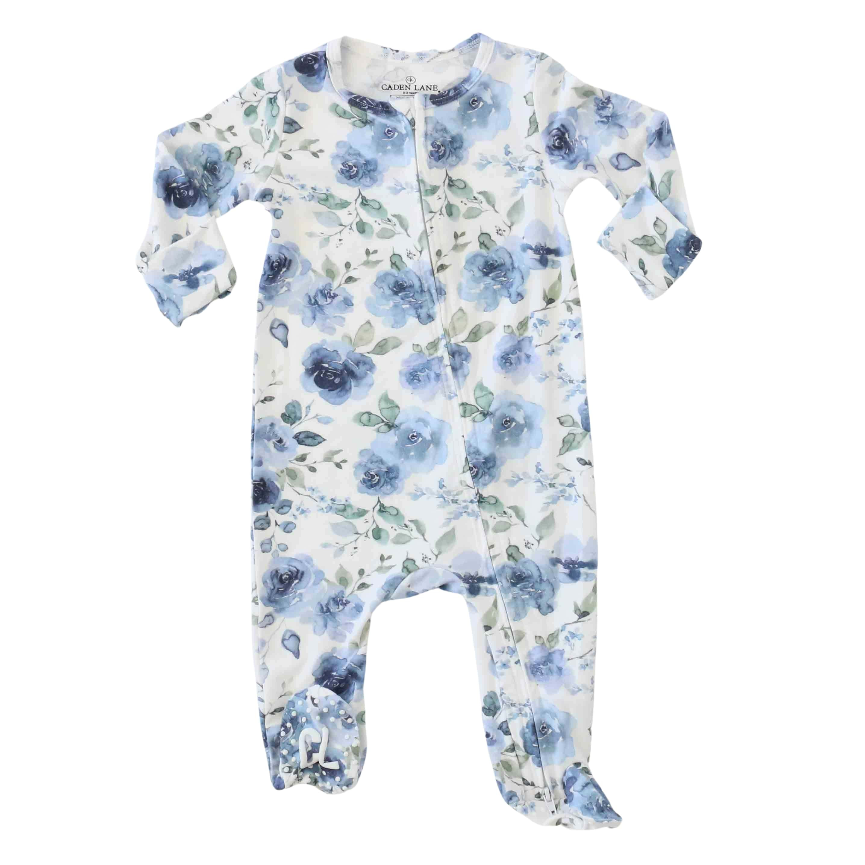 Bailey's Blue Floral Zipper Footie | Caden Lane