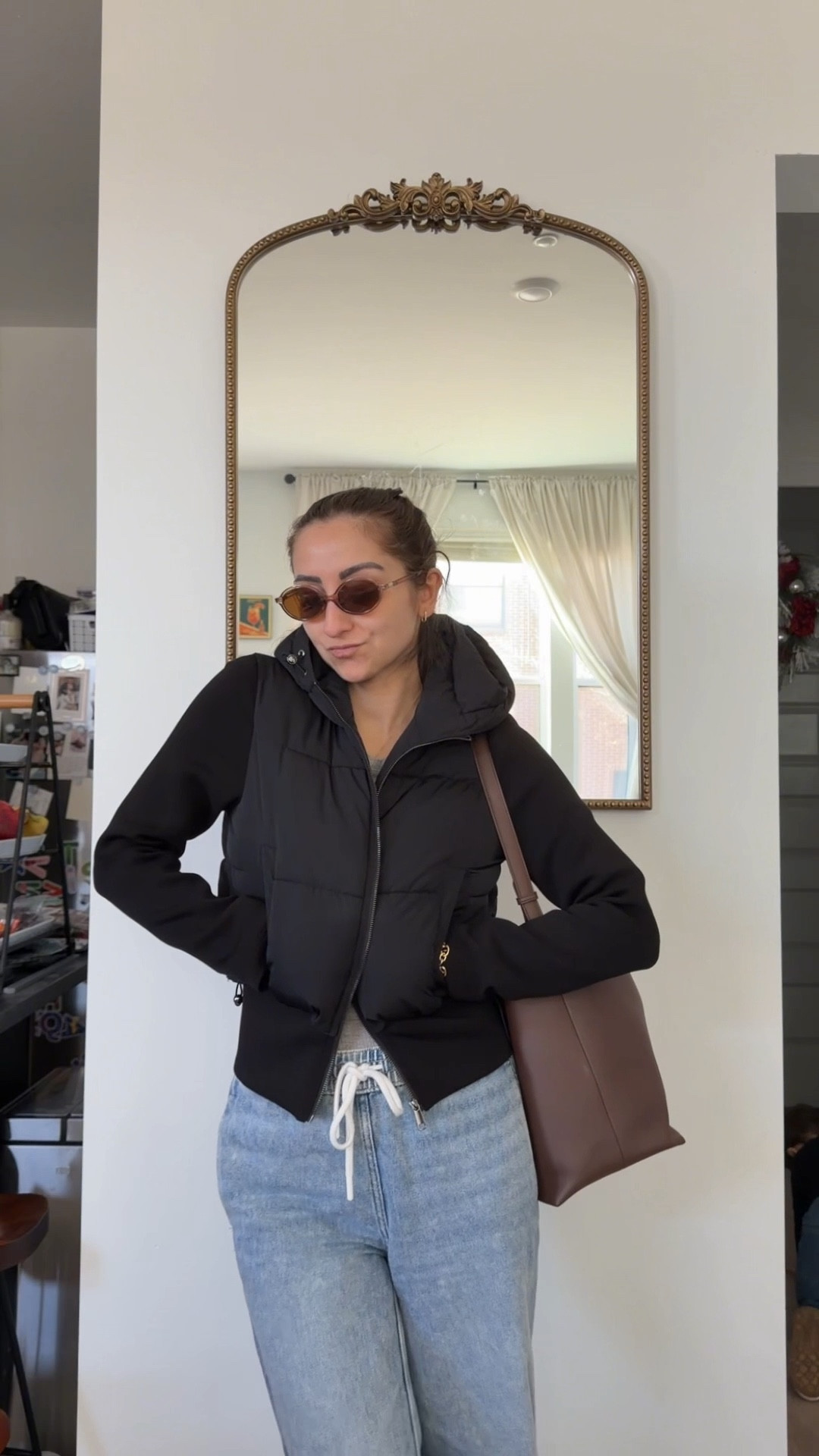 postpartum outfit // h&m denim pull-on pants // black puffer vest jacket // gray ribbed long-sleeve fitted t-shirt // mina baie harlow diaper bag

wearing size S pants // XS top // S jacket

#LTKootd #LTKPetite #LTKmomlife