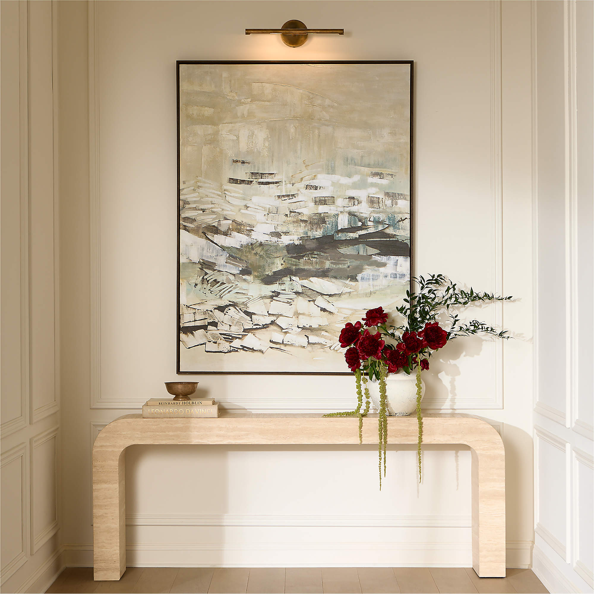 Crescent 80" Travertine Console Table + Reviews | CB2 | CB2