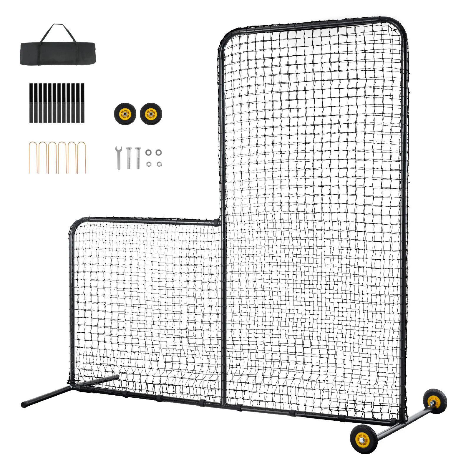 VEVOR L Screen Baseball for Batting Cage 7x7 ft Softball Safety Screen Body Protector Portable Batting Screen with Carry Bag Wheels Ground Stakes | Lowe's