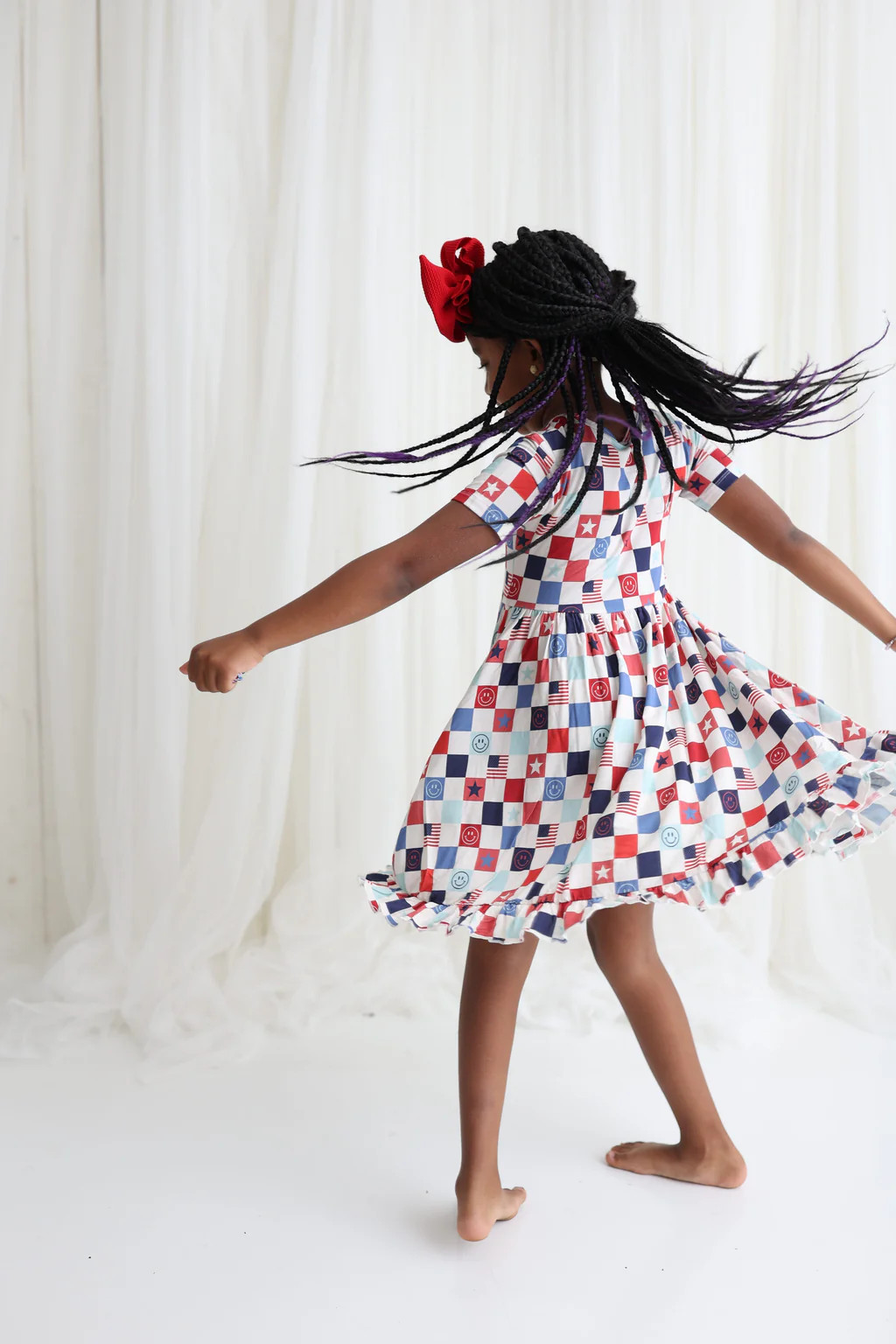 HOME OF THE FREE CHECKERS DREAM RUFFLE DRESS | DREAM BIG LITTLE CO