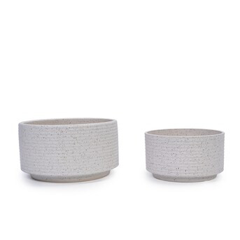 Kahomvis Round 11.5-in W x 11.5-in L x 6.7-in H Milk White Ceramic Indoor/Outdoor Planter | Lowe's