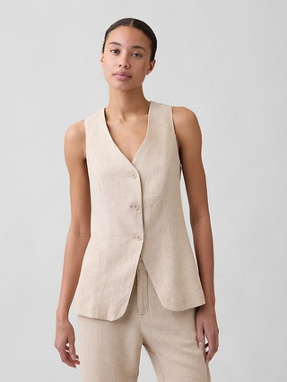 Longline Linen-Blend Vest | Gap Factory
