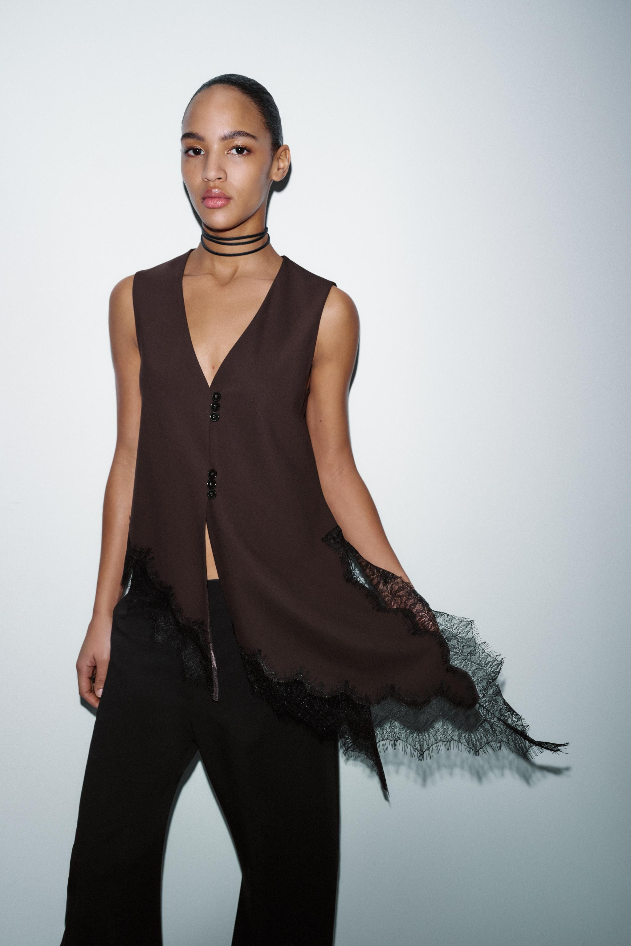 ASYMMETRIC LACE TOP | Zara UK