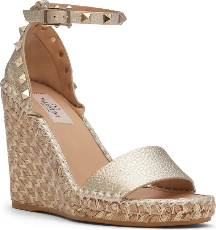 Rockstud Metallic Espadrille Wedge Sandal (Women) | Nordstrom
