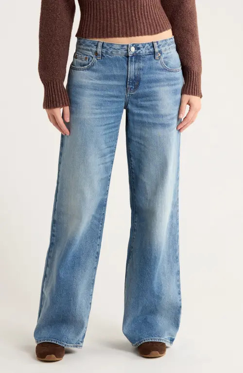PacSun Casey Low Rise Baggy Wide Leg Jeans in Medium Indigo at Nordstrom, Size 29 | Nordstrom