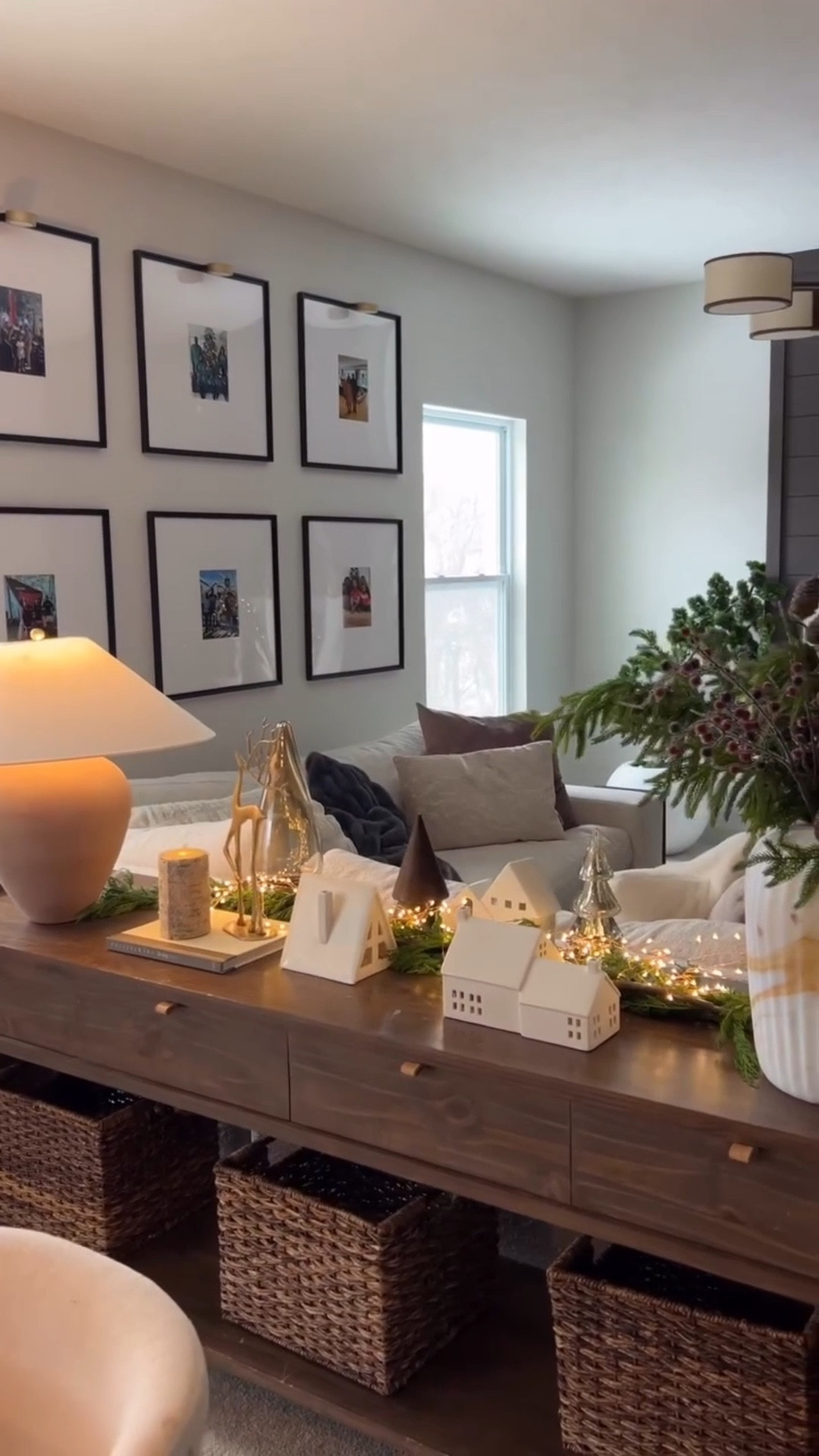 Layered textures, glowing lights, and soft neutrals, my console has officially entered its cozy holiday era

#holidayhome #consoledecor #christmasdecor #christmasdecor #cozyhomedecor