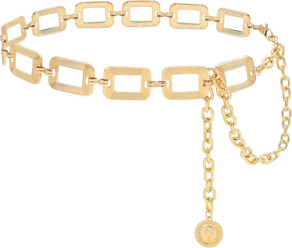 Women's Metal Waist Chain Chunky Body Jewelry Belly Link Belt | Amazon (US)