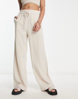 Selected Femme linen-touch drawstring casual pants in sand | ASOS (Global)