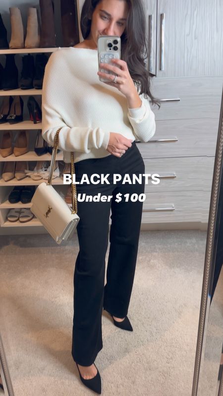 Wide leg black pants under $100 / makes a great casual work outfit or business casual office outfit 

#LTKworkwear #LTKfindsunder50 #LTKfindsunder100