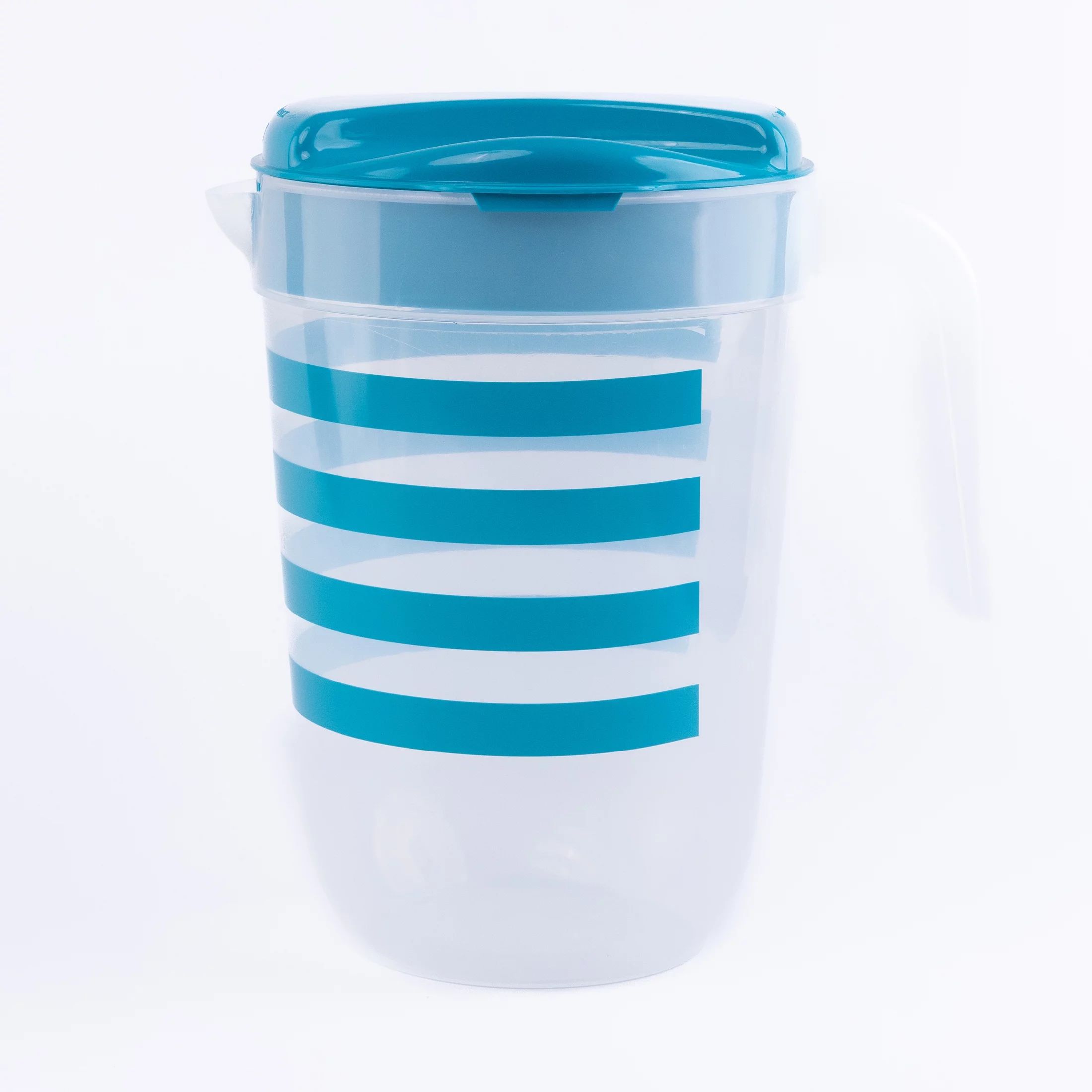Mainstays Plastic 1 Gallon Pitcher with Green Color Lid – Teal Stripes | Walmart (US)