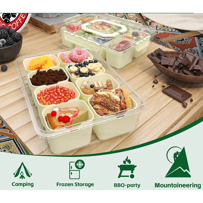 LLMRR Snackle Box Container, Divided Serving Tray with Lid and Handle, Portable Clear, 8 Compartm... | Walmart (US)
