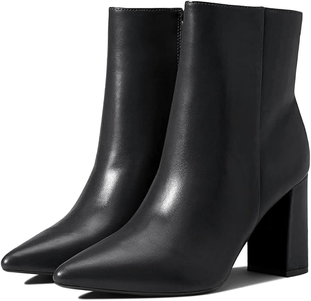 Coutgo Women's Chunky Heel Ankle Boots Pointed Toe Slip-On Mid Block Heels Side Zipper Ankle Boot... | Amazon (US)