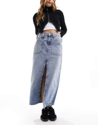 Calvin Klein Jeans ultility denim maxi skirt in light wash | ASOS | ASOS (Global)
