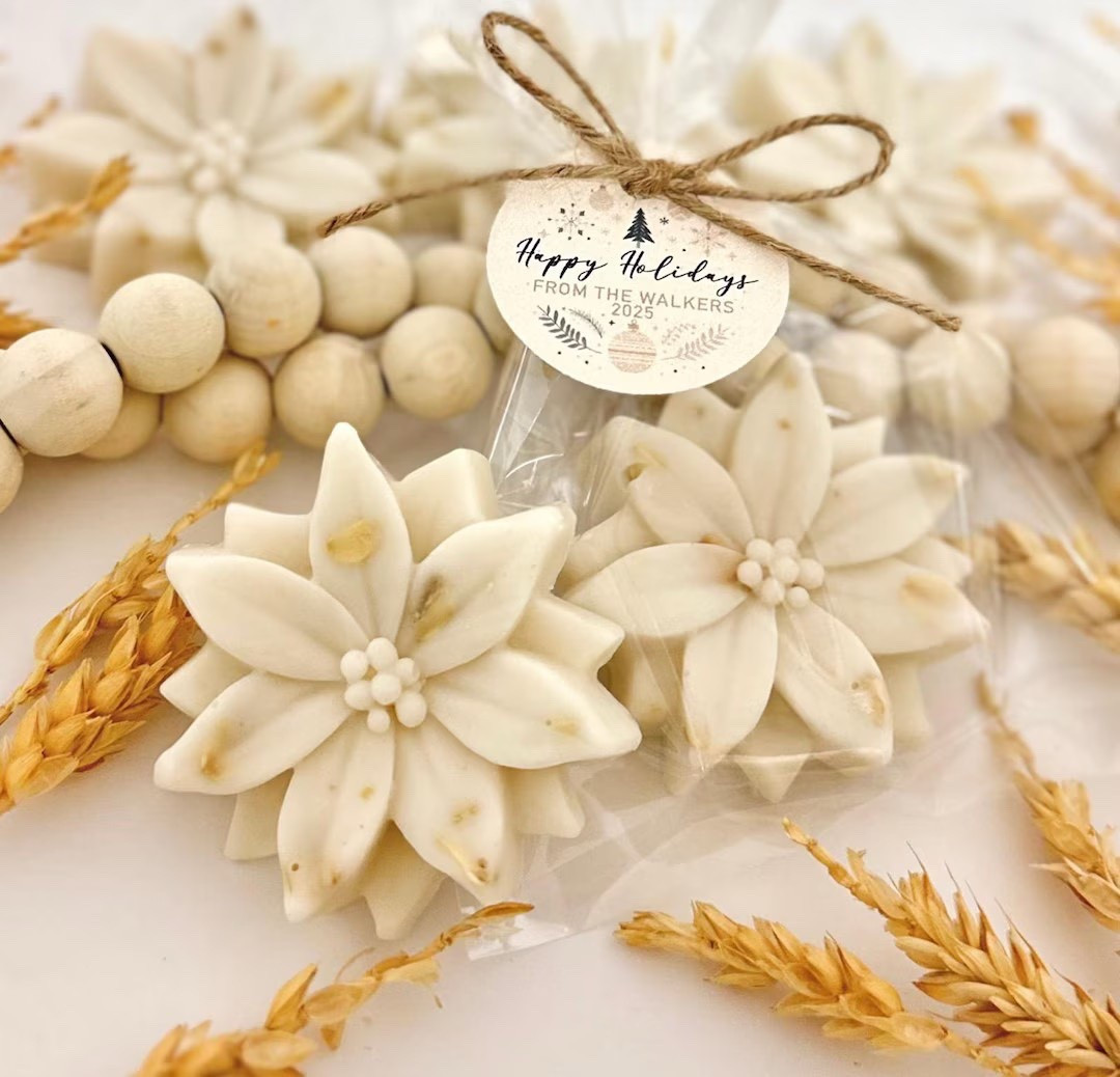 Bring a touch of handmade holiday charm to your celebrations with these beautifully crafted honey oatmeal Christmas flower soaps from GloryParty. Each one arrives perfectly packaged with a custom tag, making them effortless gifts for guests, neighbors, teachers, or anyone who deserves a little seasonal cheer. Made in New Jersey with non-GMO ingredients, sustainable palm, and cruelty-free practices, these soaps pair festive elegance with thoughtful sustainability. A delightful way to elevate your holiday gatherings and spread joy all season long. #HolidayGifting #EtsyHolidayFinds #HandmadeSoaps #SustainableLiving #ChristmasPartyFavors #SmallBusinessLove

#LTKBeauty #LTKHoliday #LTKGiftGuide