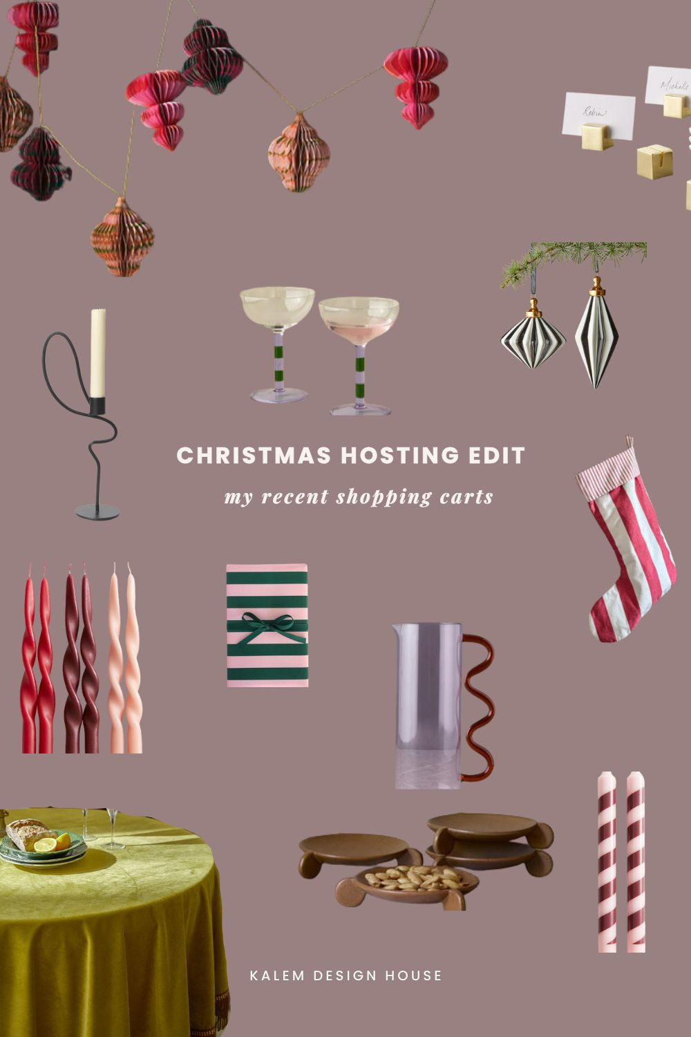 Christmas Hosting wish list, hosting christmas dinner, striped stocking, striped candles, tapered candles, burgundy plum maroon hues, table setting for colorful holidays, 2024 christmas trends, striped wrapping paper, unique serveware, cocktail glasses for holiday parties 

 

#LTKHoliday #LTKSeasonal #LTKHome