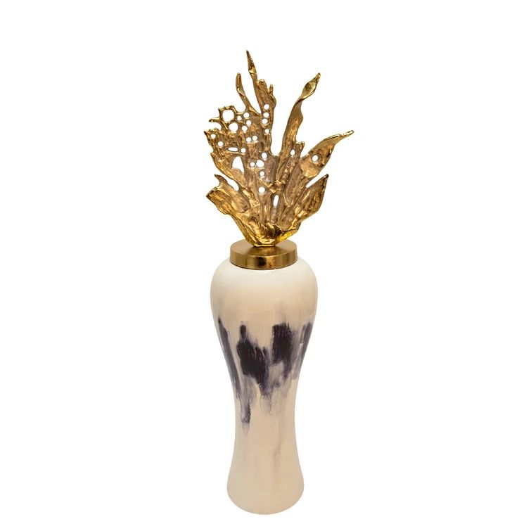 Ryals White/Black/Gold Aluminum Floor Vase | Wayfair North America