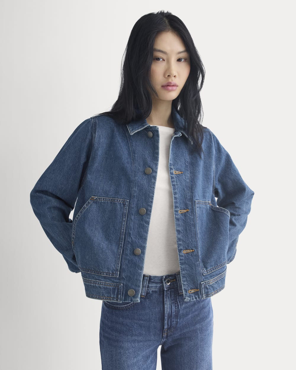 Everlane Denim Chore Jacket In Mid Indigo, Size XL | Everlane