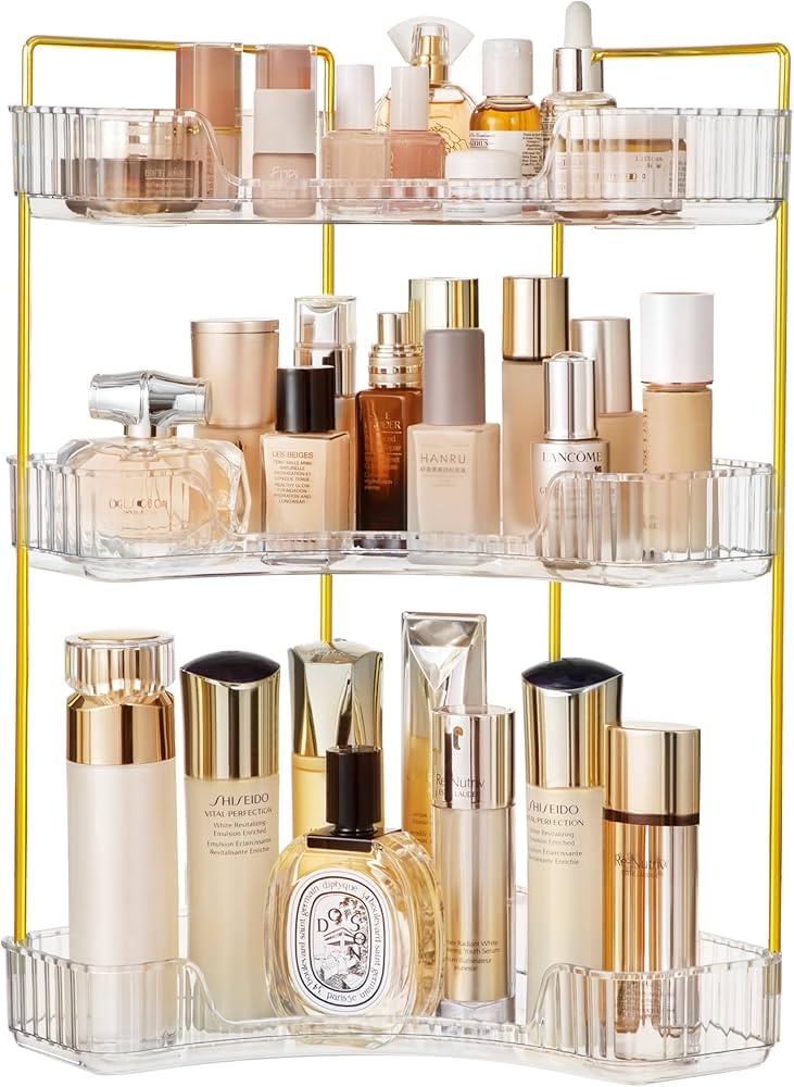 Vorey Bathroom Countertop Organizer 3 Tier Corner Makeup Organizer Countertop Perfume Tray Skinca... | Amazon (US)