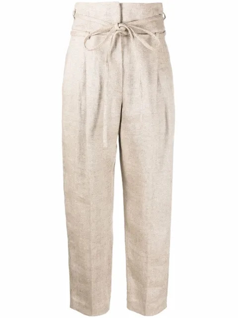 high-waisted linen-blend trousers | Farfetch (RoW)