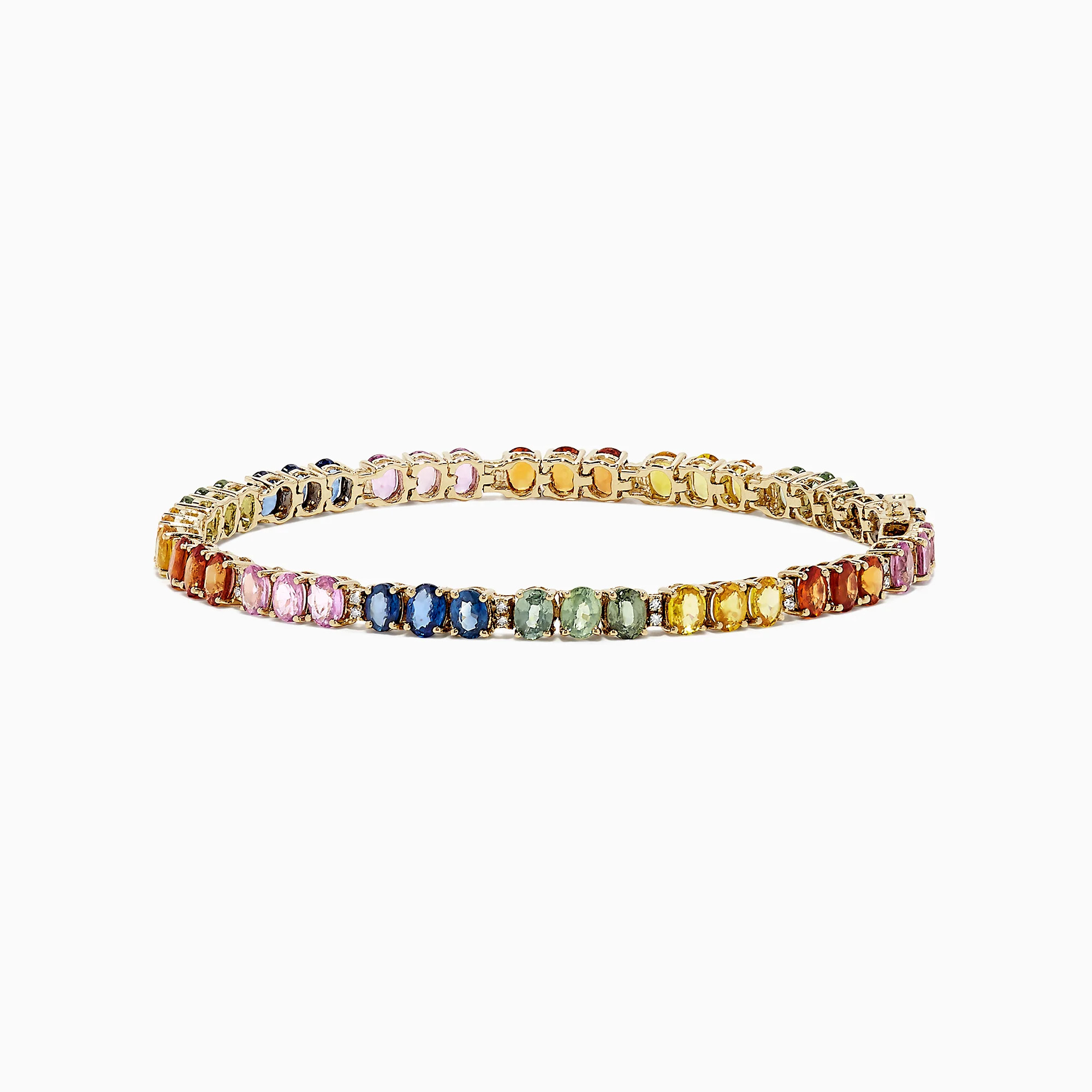 Watercolors 14K Gold Multi Sapphire & Diamond Tennis Bracelet, 9.73 TW | Effy Jewelry