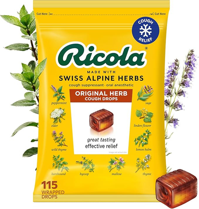 Ricola Original Herb Cough Drops with Menthol - Cough and Sore Throat Relief - 115 Count - Herbal... | Amazon (US)