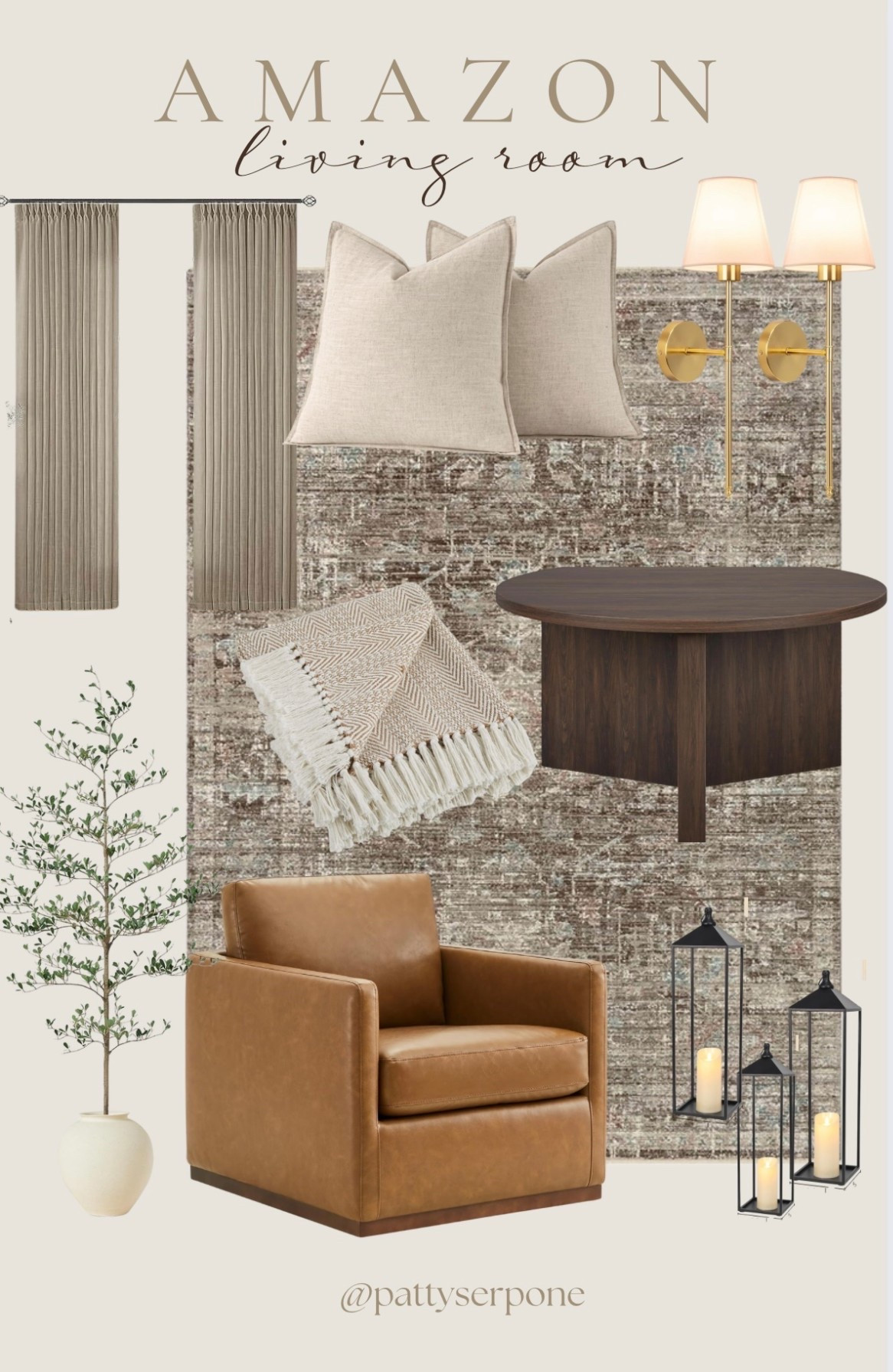 This rug is so pretty and pulls in the other colors from the brown leather chair and brown coffee table, adding in curtains and neutral pillows and a phone tree for added color

#LTKHome #LTKSaleAlert #LTKSeasonal