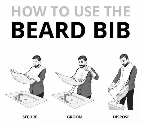 50% off Men Facial Hair Beard Trimmings Catcher Whiskers Bib Shaving Apron Cape Cloth Kit (2 suction cups included) Father Barber | Cratejoy
