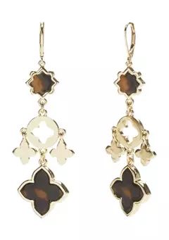 Gold Tone Tortoise Chandelier Earrings | Belk