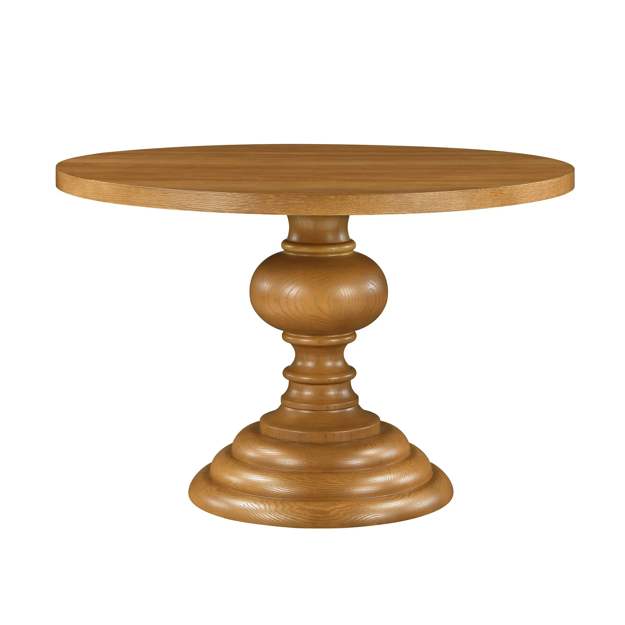 My Texas House Perry Round Dining Table with Warm Brown Finish and Pedestal Base | Walmart (US)